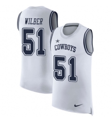 Men's Nike Dallas Cowboys #51 Kyle Wilber Limited White Rush Player Name & Number Tank Top NFL Jersey