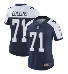 Women's Nike Dallas Cowboys #71 La'el Collins Elite Navy Blue Throwback Alternate NFL Jersey