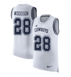 Men's Nike Dallas Cowboys #28 Darren Woodson Limited White Rush Player Name & Number Tank Top NFL Jersey