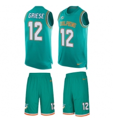 Men's Nike Miami Dolphins #12 Bob Griese Limited Aqua Green Tank Top Suit NFL Jersey