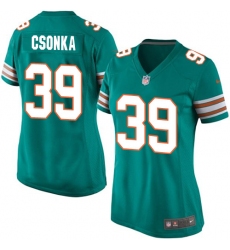 Women's Nike Miami Dolphins #39 Larry Csonka Game Aqua Green Alternate NFL Jersey