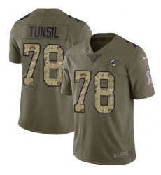 Youth Nike Miami Dolphins #78 Laremy Tunsil Limited Olive Camo 2017 Salute to Service NFL Jersey