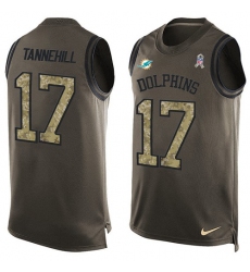 Men's Nike Miami Dolphins #17 Ryan Tannehill Limited Green Salute to Service Tank Top NFL Jersey