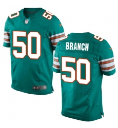Men's Nike Miami Dolphins #50 Andre Branch Elite Aqua Green Alternate NFL Jersey