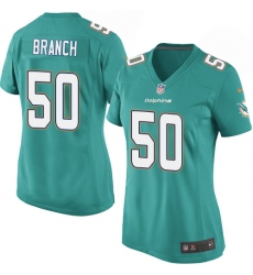 Women's Nike Miami Dolphins #50 Andre Branch Game Aqua Green Team Color NFL Jersey