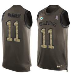 Men's Nike Miami Dolphins #11 DeVante Parker Limited Green Salute to Service Tank Top NFL Jersey