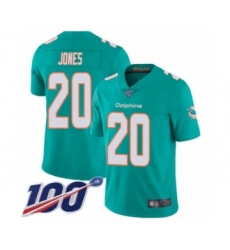 Men's Miami Dolphins #20 Reshad Jones Aqua Green Team Color Vapor Untouchable Limited Player 100th Season Football Jersey