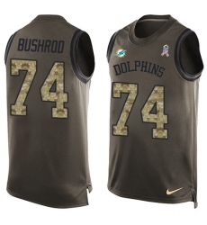 Men's Nike Miami Dolphins #74 Jermon Bushrod Limited Green Salute to Service Tank Top NFL Jersey