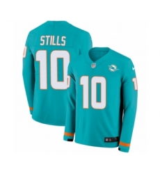 Youth Nike Miami Dolphins #10 Kenny Stills Limited Aqua Therma Long Sleeve NFL Jersey