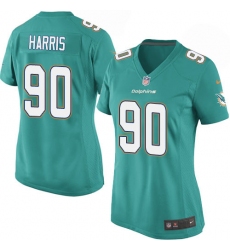 Women's Nike Miami Dolphins #90 Charles Harris Game Aqua Green Team Color NFL Jersey