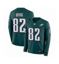 Youth Nike Philadelphia Eagles #82 Mike Quick Limited Green Therma Long Sleeve NFL Jersey