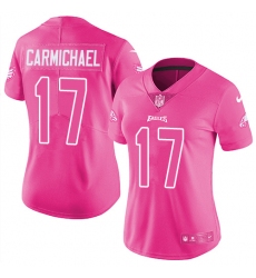 Women's Nike Philadelphia Eagles #17 Harold Carmichael Limited Pink Rush Fashion NFL Jersey