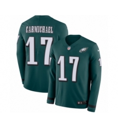 Youth Nike Philadelphia Eagles #17 Harold Carmichael Limited Green Therma Long Sleeve NFL Jersey