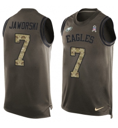 Men's Nike Philadelphia Eagles #7 Ron Jaworski Limited Green Salute to Service Tank Top NFL Jersey