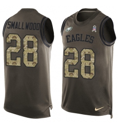 Men's Nike Philadelphia Eagles #28 Wendell Smallwood Limited Green Salute to Service Tank Top NFL Jersey