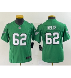 Youth Nike Philadelphia Eagles #62 Jason Kelce Green 2023 F.U.S.E. Vapor Limited Throwback Stitched Football Jersey