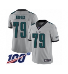 Men's Philadelphia Eagles #79 Brandon Brooks Limited Silver Inverted Legend 100th Season Football Jersey