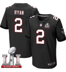 Men's Nike Atlanta Falcons #2 Matt Ryan Elite Black Alternate Super Bowl LI 51 NFL Jersey