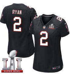 Women's Nike Atlanta Falcons #2 Matt Ryan Black Alternate Super Bowl LI 51 Vapor Untouchable Limited Player NFL Jersey