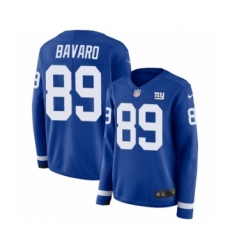 Women's Nike New York Giants #89 Mark Bavaro Limited Royal Blue Therma Long Sleeve NFL Jersey