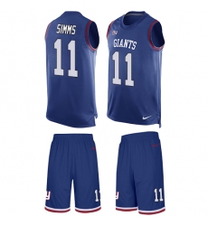 Men's Nike New York Giants #11 Phil Simms Limited Royal Blue Tank Top Suit NFL Jersey