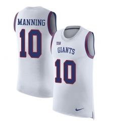 Men's Nike New York Giants #10 Eli Manning Limited White Rush Player Name & Number Tank Top NFL Jersey