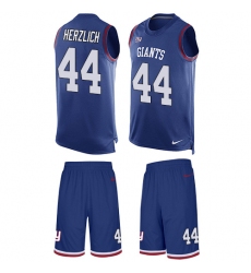 Men's Nike New York Giants #44 Mark Herzlich Limited Royal Blue Tank Top Suit NFL Jersey