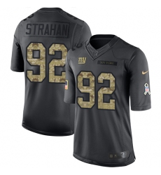 Youth Nike New York Giants #92 Michael Strahan Limited Black 2016 Salute to Service NFL Jersey