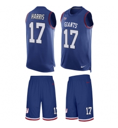 Men's Nike New York Giants #17 Dwayne Harris Limited Royal Blue Tank Top Suit NFL Jersey