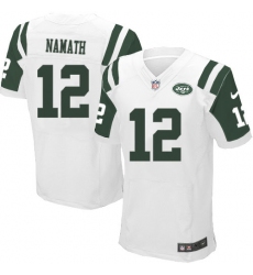 Men's Nike New York Jets #12 Joe Namath Elite White NFL Jersey