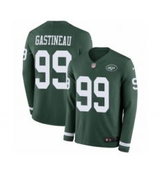 Men's Nike New York Jets #99 Mark Gastineau Limited Green Therma Long Sleeve NFL Jersey