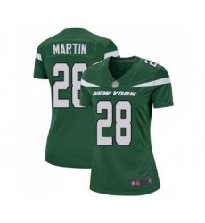 Women's New York Jets #28 Curtis Martin Game Green Team Color Football Jersey