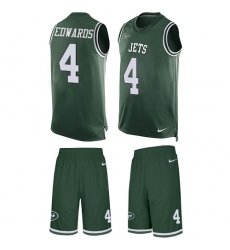 Men's Nike New York Jets #4 Lac Edwards Limited Green Tank Top Suit NFL Jersey