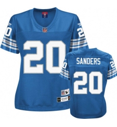 Reebok Detroit Lions #20 Barry Sanders Blue Women's Throwback Team Color Premier EQT Throwback NFL Jersey