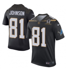 Men's Nike Detroit Lions #81 Calvin Johnson Elite Black Team Irvin 2016 Pro Bowl NFL Jersey