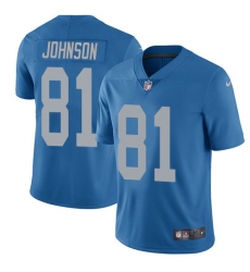 Men's Nike Detroit Lions #81 Calvin Johnson Elite Blue Alternate NFL Jersey
