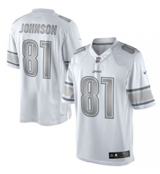 Men's Nike Detroit Lions #81 Calvin Johnson Limited White Platinum NFL Jersey