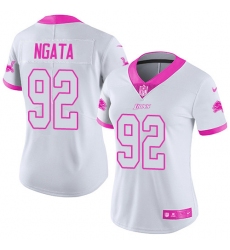 Women's Nike Detroit Lions #92 Haloti Ngata Limited White/Pink Rush Fashion NFL Jersey