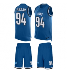 Men's Nike Detroit Lions #94 Ziggy Ansah Limited Light Blue Tank Top Suit NFL Jersey