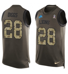 Men's Nike Detroit Lions #28 Quandre Diggs Limited Green Salute to Service Tank Top NFL Jersey
