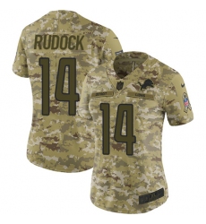 Women's Nike Detroit Lions #14 Jake Rudock Limited Camo 2018 Salute to Service NFL Jersey
