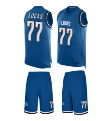 Men's Nike Detroit Lions #77 Cornelius Lucas Limited Light Blue Tank Top Suit NFL Jersey