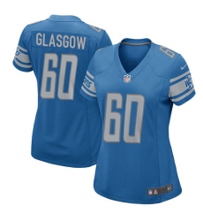 Women's Nike Detroit Lions #60 Graham Glasgow Game Light Blue Team Color NFL Jersey
