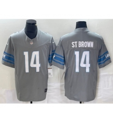 Men's Detroit Lions #14 Amon Ra St Brown Grey 2023 FUSE Vapor Limited Stitched Jersey