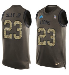 Men's Nike Detroit Lions #23 Darius Slay Jr Limited Green Salute to Service Tank Top NFL Jersey