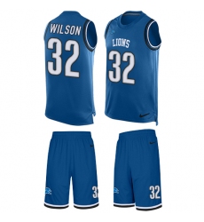 Men's Nike Detroit Lions #32 Tavon Wilson Limited Light Blue Tank Top Suit NFL Jersey