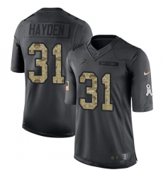 Men's Nike Detroit Lions #31 D.J. Hayden Limited Black 2016 Salute to Service NFL Jersey