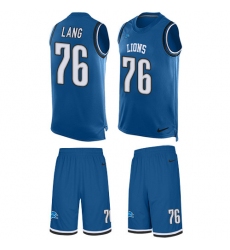Men's Nike Detroit Lions #76 T.J. Lang Limited Light Blue Tank Top Suit NFL Jersey