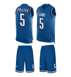 Men's Nike Detroit Lions #5 Matt Prater Limited Light Blue Tank Top Suit NFL Jersey