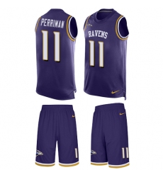 Men's Nike Baltimore Ravens #11 Breshad Perriman Limited Purple Tank Top Suit NFL Jersey